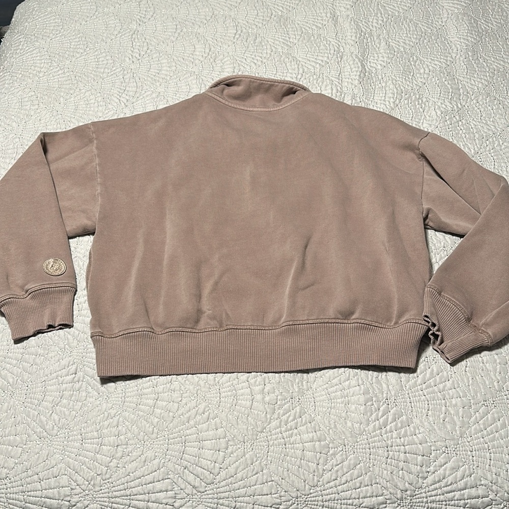 Victoria Secret Pink Oversized 1/4 Zip Cropped Sweatshirt, EUC, Size Medium - Picture 7 of 10